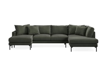 Menard 4-seters Høyrevendt U-formet Sofa med Divan og Sjeselong i Manchester - Mørk grønn - Møbler - Sofaer - U-sofa
