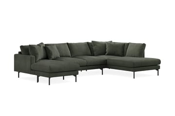 Menard 4-seters Høyrevendt U-formet Sofa med Divan og Sjeselong i Manchester - Mørk grønn - Møbler - Sofaer - U-sofa