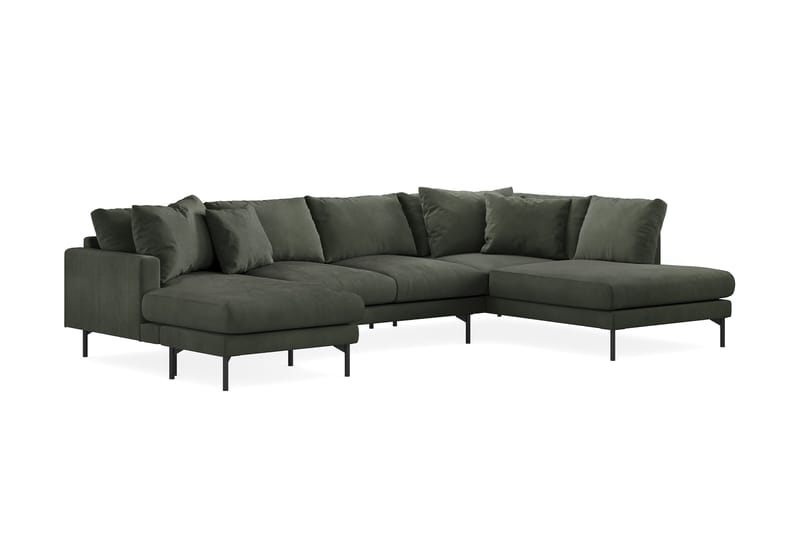 Menard 4-seters Høyrevendt U-formet Sofa med Divan og Sjeselong i Manchester - Mørk grønn - Møbler - Sofaer - U-sofa