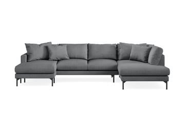 Menard 4-seters Høyrevendt U-formet Sofa med Divan og Sjeselong i Stoff - Mørk grå - Møbler - Sofaer - U-sofa