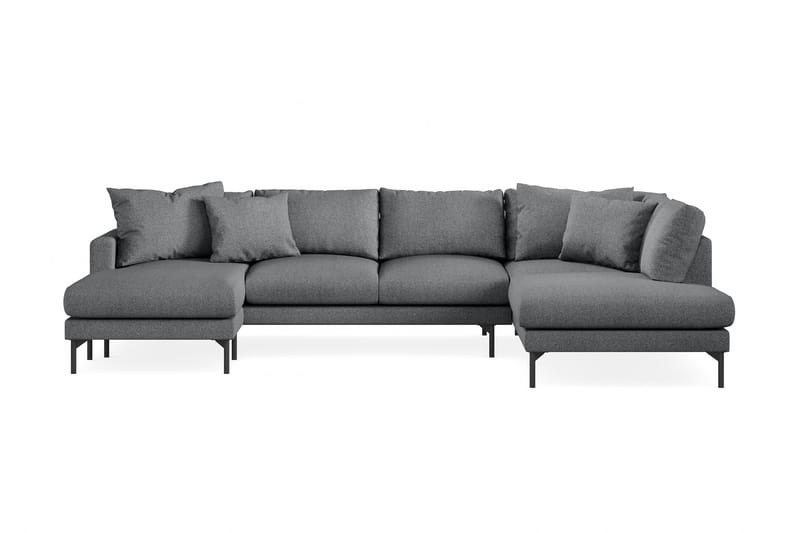 Menard 4-seters Høyrevendt U-formet Sofa med Divan og Sjeselong i Stoff - Mørk grå - Møbler - Sofaer - U-sofa