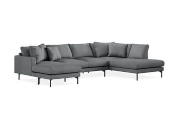 Menard 4-seters Høyrevendt U-formet Sofa med Divan og Sjeselong i Stoff - Mørk grå - Møbler - Sofaer - U-sofa
