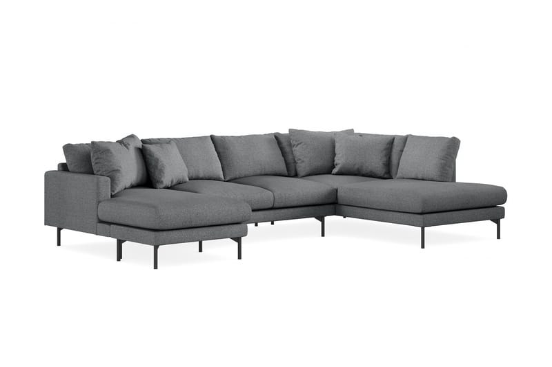 Menard 4-seters Høyrevendt U-formet Sofa med Divan og Sjeselong i Stoff - Mørk grå - Møbler - Sofaer - U-sofa