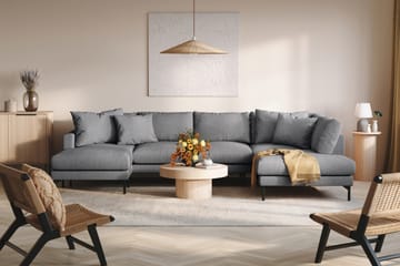 Menard 4-seters Høyrevendt U-formet Sofa med Divan og Sjeselong i Stoff - Mørk grå - Møbler - Sofaer - U-sofa