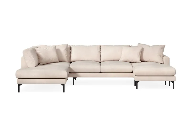 Menard 4-seters Venstrevendt Stor U-formet Dyp Large Sofa med Divan og Sjeselong i Manchester - Beige - Møbler - Sofaer - U-sofa