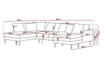 Menard 4-seters Venstrevendt Stor U-formet Dyp Sofa med Divan og Sjeselong i Manchester - Grå - Møbler - Sofaer - U-sofa