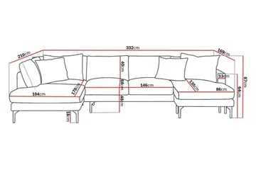 Menard 4-seters Venstrevendt Stor U-formet Dyp Sofa med Divan og Sjeselong i Manchester - Grå - Møbler - Sofaer - U-sofa