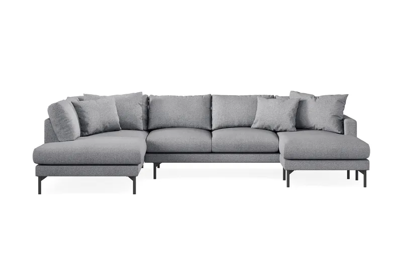 Menard 4-seters Venstrevendt U-formet Sofa med Divan og Sjeselong i Stoff, Grå