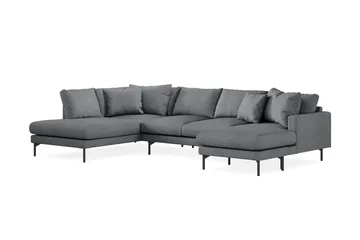 Menard 4-seters Venstrevendt Stor U-formet Dyp Sofa med Divan og Sjeselong i Stoff - Mørk grå - Møbler - Sofaer - U-sofa