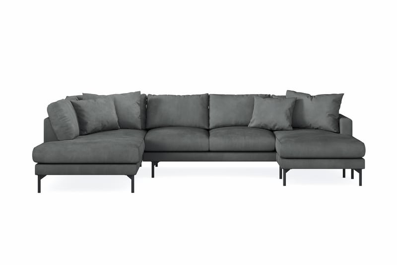 Menard 4-seters Venstrevendt U-formet Sofa med Divan og Sjeselong i Manchester - Grå - Møbler - Sofaer - U-sofa