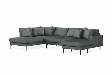 Menard 4-seters Venstrevendt U-formet Sofa med Divan og Sjeselong i Manchester - Grå - Møbler - Sofaer - U-sofa