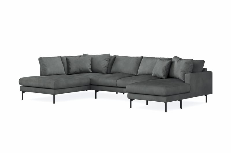 Menard 4-seters Venstrevendt U-formet Sofa med Divan og Sjeselong i Manchester - Grå - Møbler - Sofaer - U-sofa