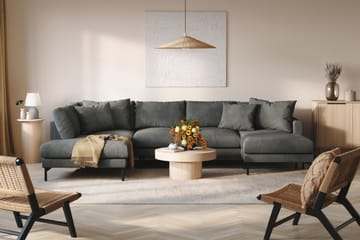 Menard 4-seters Venstrevendt U-formet Sofa med Divan og Sjeselong i Manchester - Grå - Møbler - Sofaer - U-sofa
