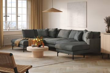 Menard 4-seters Venstrevendt U-formet Sofa med Divan og Sjeselong i Manchester - Grå - Møbler - Sofaer - U-sofa