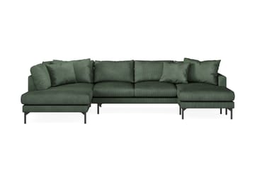 Menard 4-seters Venstrevendt U-formet Sofa med Divan og Sjeselong i Manchester - Grønn - Møbler - Sofaer - U-sofa