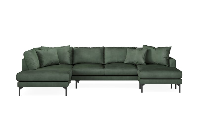 Menard 4-seters Venstrevendt U-formet Sofa med Divan og Sjeselong i Manchester - Grønn - Møbler - Sofaer - U-sofa