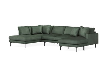 Menard 4-seters Venstrevendt U-formet Sofa med Divan og Sjeselong i Manchester - Grønn - Møbler - Sofaer - U-sofa