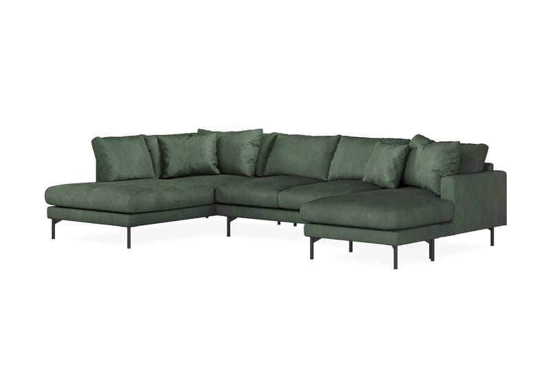 Menard 4-seters Venstrevendt U-formet Sofa med Divan og Sjeselong i Manchester - Grønn - Møbler - Sofaer - U-sofa