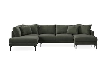Menard 4-seters Venstrevendt U-formet Sofa med Divan og Sjeselong i Manchester - Mørk grønn - Møbler - Sofaer - U-sofa
