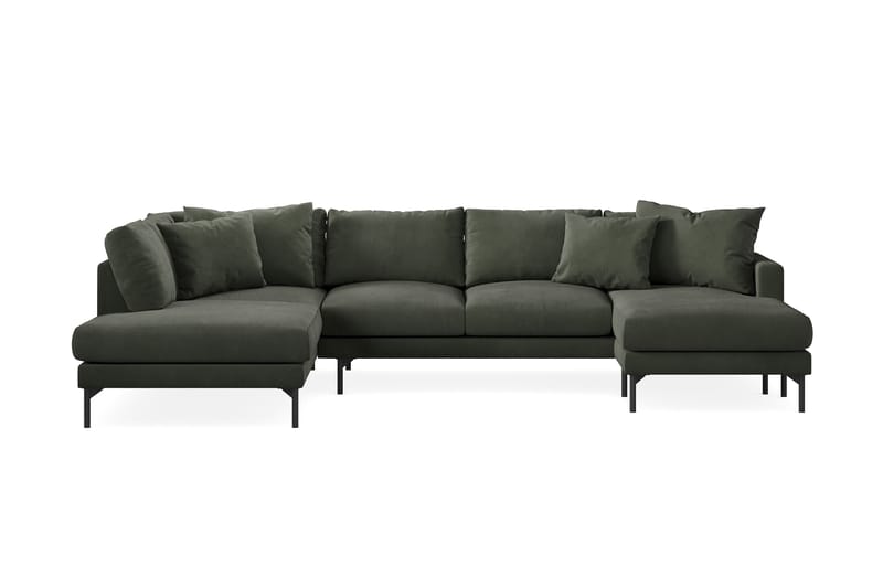 Menard 4-seters Venstrevendt U-formet Sofa med Divan og Sjeselong i Manchester - Mørk grønn - Møbler - Sofaer - U-sofa