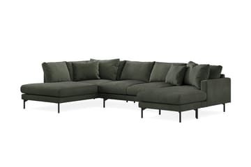Menard 4-seters Venstrevendt U-formet Sofa med Divan og Sjeselong i Manchester - Mørk grønn - Møbler - Sofaer - U-sofa