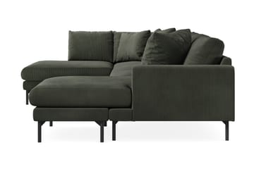 Menard 4-seters Venstrevendt U-formet Sofa med Divan og Sjeselong i Manchester - Mørk grønn - Møbler - Sofaer - U-sofa