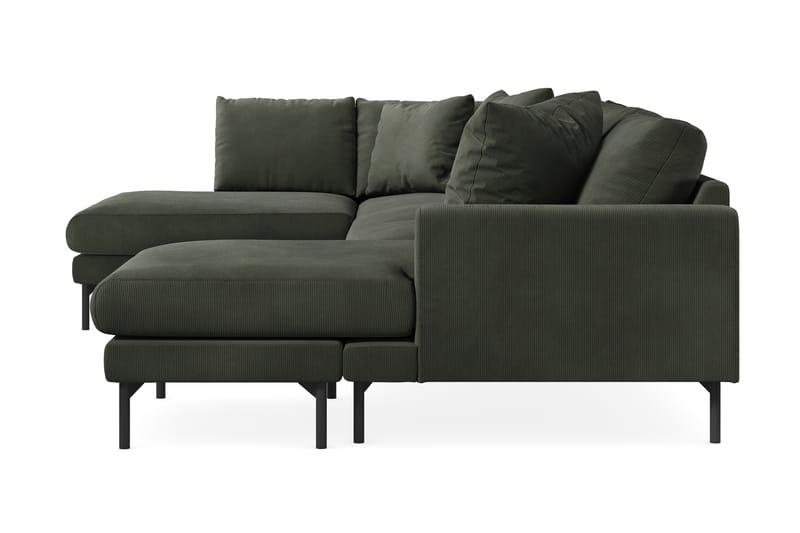 Menard 4-seters Venstrevendt U-formet Sofa med Divan og Sjeselong i Manchester - Mørk grønn - Møbler - Sofaer - U-sofa