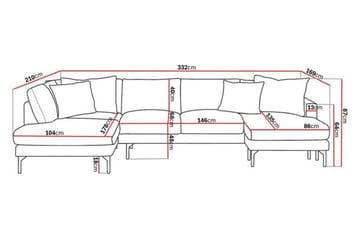 Menard 4-seters Venstrevendt U-formet Sofa med Divan og Sjeselong i Stoff - Grå - Møbler - Sofaer - U-sofa