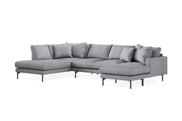 Menard 4-seters Venstrevendt U-formet Sofa med Divan og Sjeselong i Stoff - Grå - Møbler - Sofaer - U-sofa
