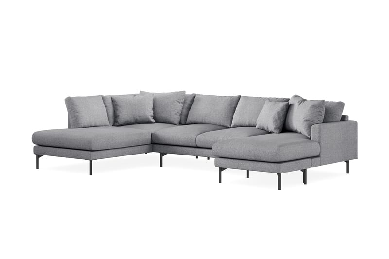 Menard 4-seters Venstrevendt U-formet Sofa med Divan og Sjeselong i Stoff - Grå - Møbler - Sofaer - U-sofa