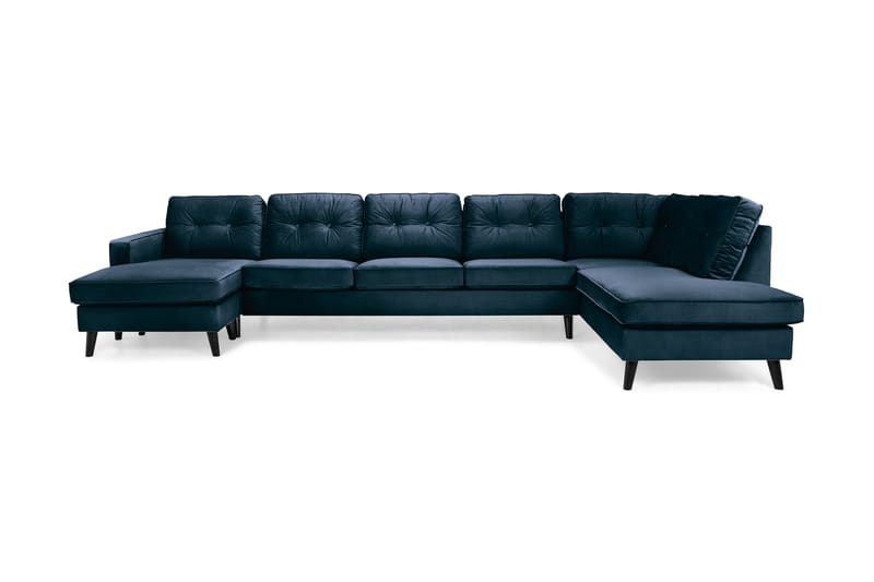 U-sofa Miller Large med Divan Venstre Fløyel - Midnattsblå - Fløyelssofaer - U-sofa