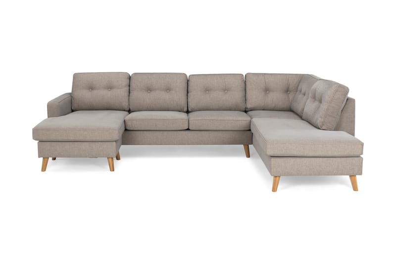 Monroe 4-seters Høyrevendt U-formet Sofa med Divan og Sjeselong i Stoff - Lys grå - Møbler - Sofaer - U-sofa