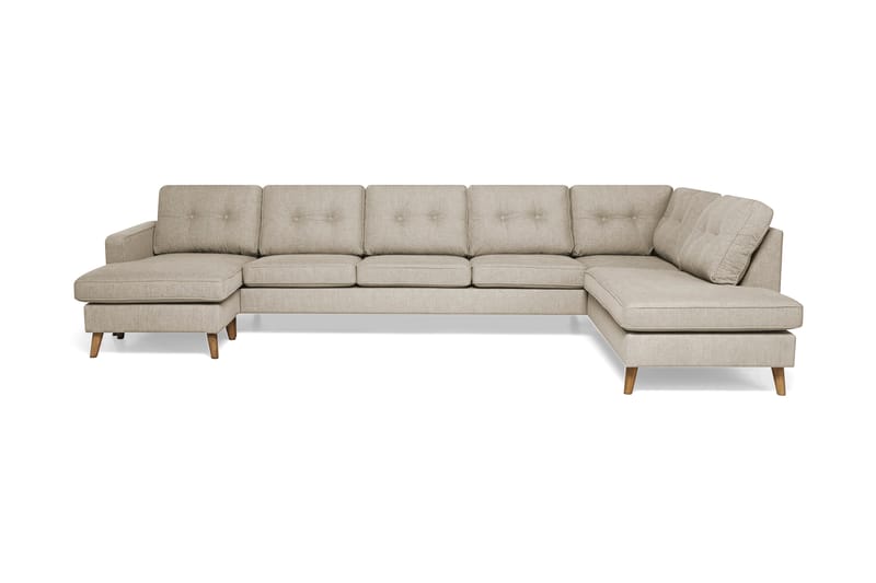 Monroe 6-seters Høyrevendt U-formet Large Sofa med Divan og Sjeselong i Stoff - Beige - Møbler - Sofaer - U-sofa