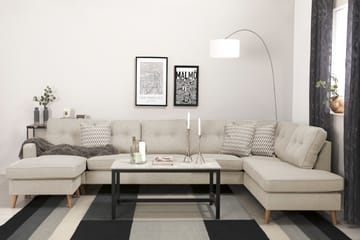 Monroe 6-seters Høyrevendt U-formet Large Sofa med Divan og Sjeselong i Stoff - Beige - Møbler - Sofaer - U-sofa