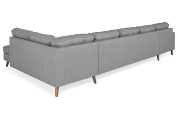 Monroe 6-seters Høyrevendt U-formet Large Sofa med Divan og Sjeselong i Stoff - Grå - Møbler - Sofaer - U-sofa