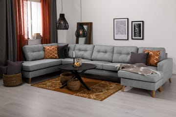 Monroe 6-seters Venstrevendt U-formet Large Sofa med Divan og Sjeselong i Stoff - Grå - Møbler - Sofaer - U-sofa