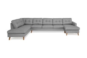 Monroe 6-seters Venstrevendt U-formet Large Sofa med Divan og Sjeselong i Stoff - Grå - Møbler - Sofaer - U-sofa