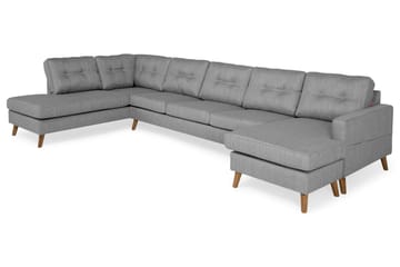 Monroe 6-seters Venstrevendt U-formet Large Sofa med Divan og Sjeselong i Stoff - Grå - Møbler - Sofaer - U-sofa