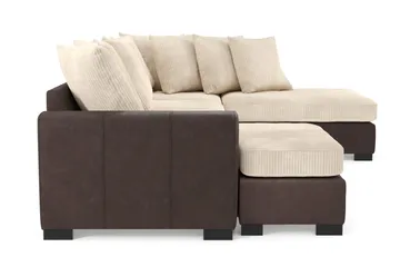 Ocean 4-seters Høyrevendt U-formet Sofa med Divan og Sjeselong i Manchester - Beige - Møbler - Sofaer - U-sofa
