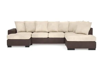 Ocean 4-seters Høyrevendt U-formet Sofa med Divan og Sjeselong i Manchester - Beige - Møbler - Sofaer - U-sofa