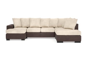 Ocean 4-seters Høyrevendt U-formet Sofa med Divan og Sjeselong i Manchester - Beige - Møbler - Sofaer - U-sofa