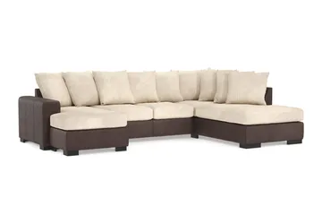 Ocean 4-seters Høyrevendt U-formet Sofa med Divan og Sjeselong i Manchester - Beige - Møbler - Sofaer - U-sofa