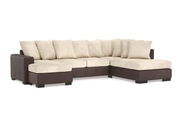 Ocean 4-seters Høyrevendt U-formet Sofa med Divan og Sjeselong i Manchester - Beige - Møbler - Sofaer - U-sofa