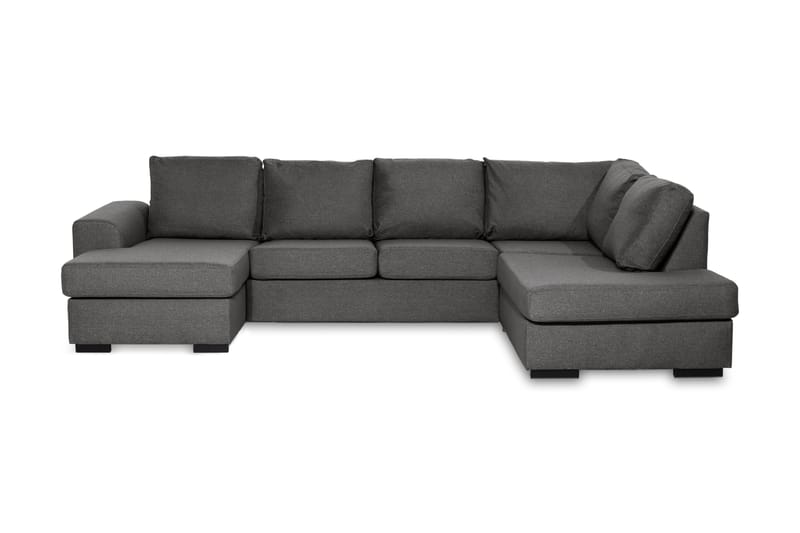 Ocean 4-seters Høyrevendt U-formet Sofa med Divan og Sjeselong i Stoff - Mørk grå - Møbler - Sofaer - U-sofa