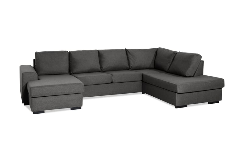 Ocean 4-seters Høyrevendt U-formet Sofa med Divan og Sjeselong i Stoff - Mørk grå - Møbler - Sofaer - U-sofa