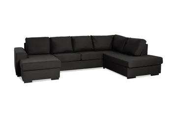 Ocean 4-seters Høyrevendt U-formet Sofa med Divan og Sjeselong i Stoff - Svart - Møbler - Sofaer - U-sofa