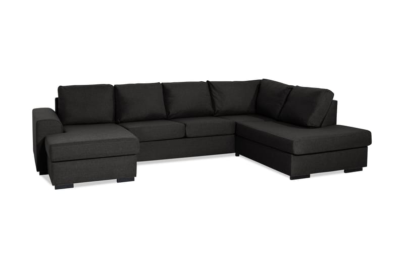 Ocean 4-seters Høyrevendt U-formet Sofa med Divan og Sjeselong i Stoff - Svart - Møbler - Sofaer - U-sofa