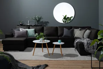 Ocean 4-seters Venstrevendt U-formet Sofa med Divan og Sjeselong i Stoff - Svart - Møbler - Sofaer - U-sofa