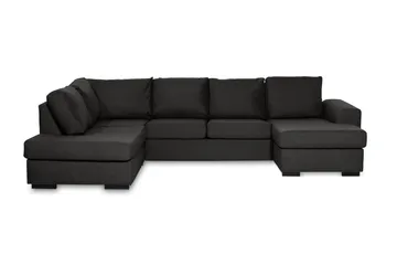 Ocean 4-seters Venstrevendt U-formet Sofa med Divan og Sjeselong i Stoff - Svart - Møbler - Sofaer - U-sofa