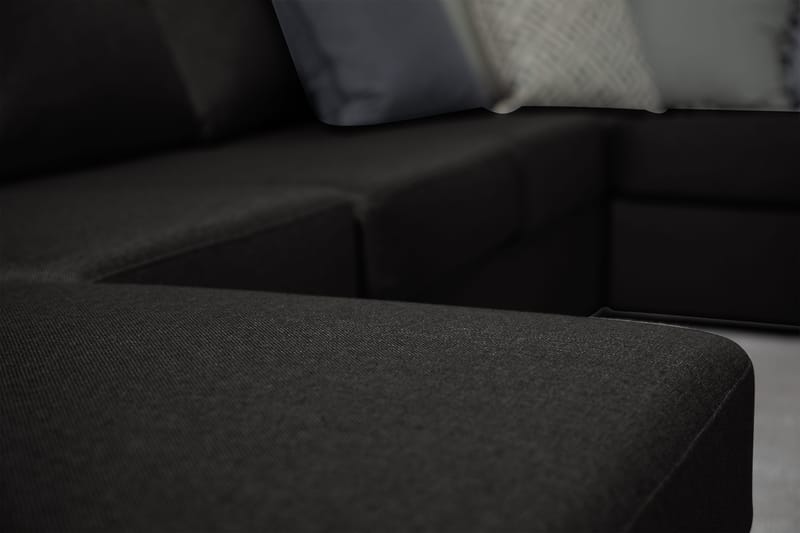 Ocean 4-seters Venstrevendt U-formet Sofa med Divan og Sjeselong i Stoff - Svart - Møbler - Sofaer - U-sofa